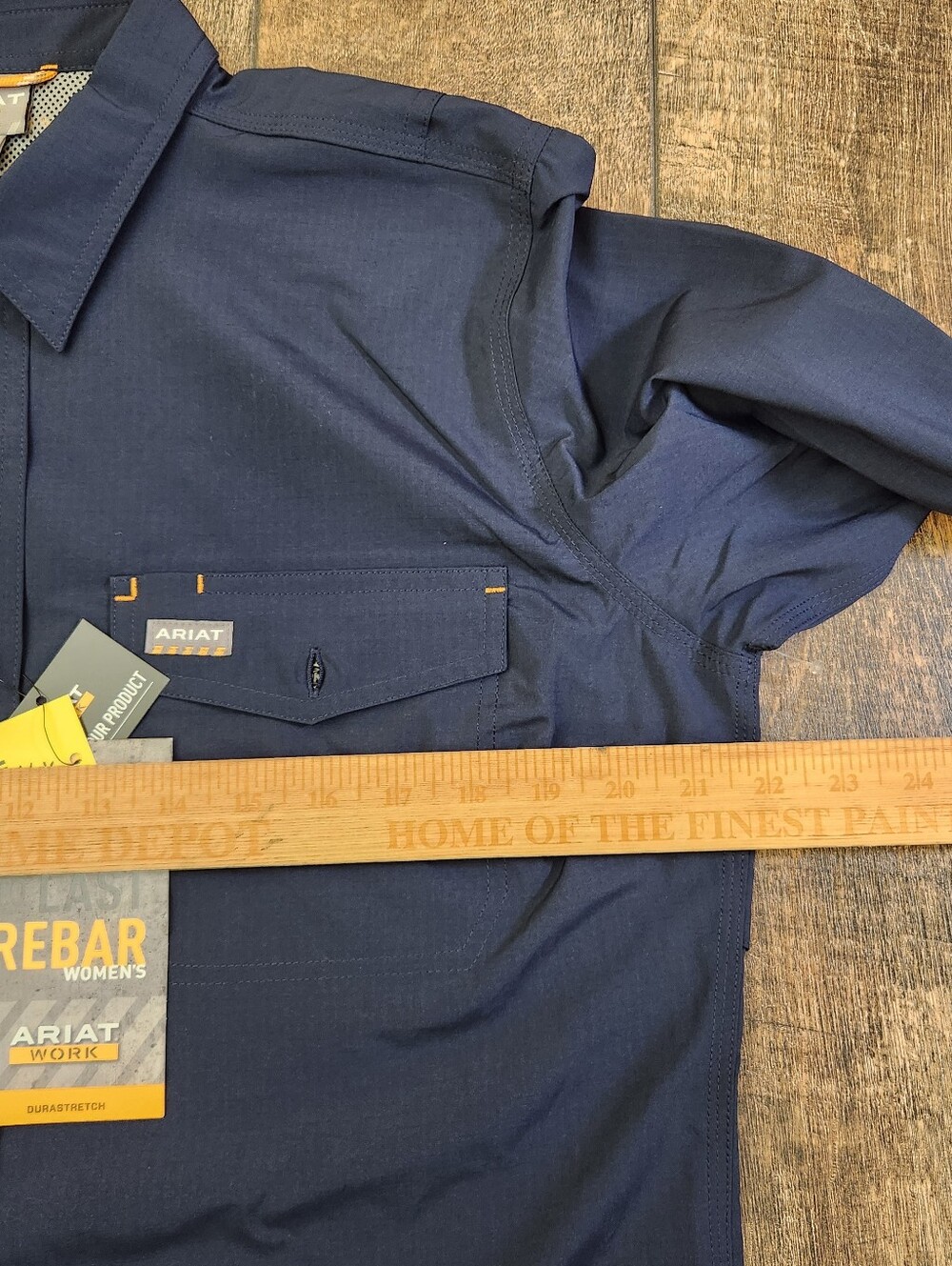 Ariat Rebar VentTEK DuraStretch Work Shirt Womens Large Navy Blue Pocket UPF 50 - Picture 6 of 8